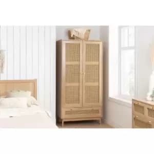 Croxley 2 Door 1 Drawer Rattan Wardrobe Oak - Oak