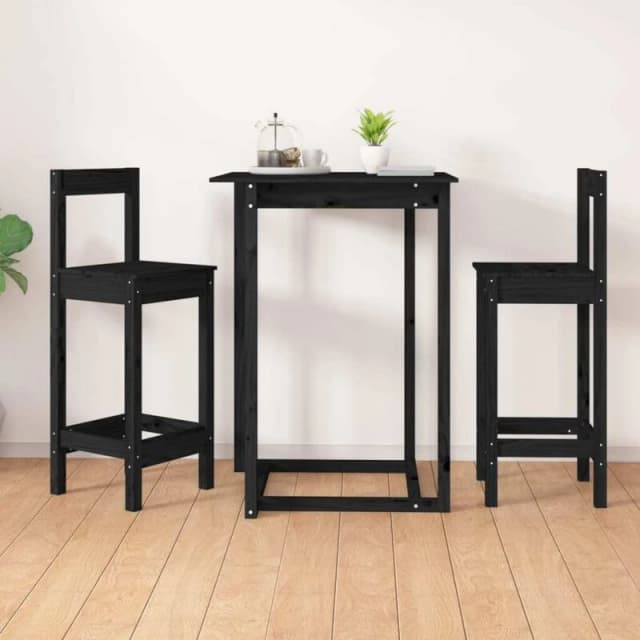 vidaXL Bar Chairs 2 pcs Black 40x41.5x112cm Solid Wood Pine, Black 822146