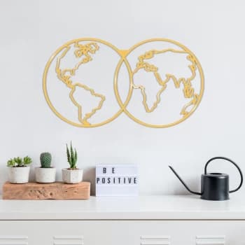 World Map Metal Decor - Gold Gold Decorative Metal Wall Accessory