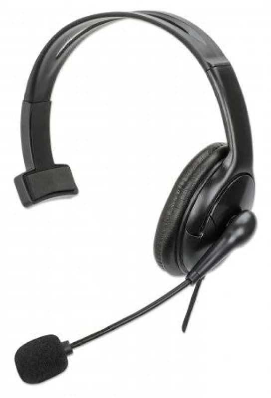 Manhattan Manhattan Mono Over-Ear Headset (USB), Reversible Microphone Boom (padded), Retail Box Packaging, In-Line Volume/Mute Control, Padded Ear Cu