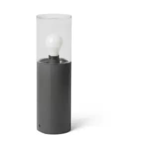Faro Kila Dark Grey Beacon Pedestal Lamp 40cm Transparent 2700K IP65