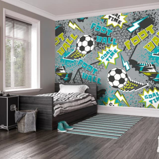 Origin Murals Graphic Pixel Footballs Grey Paste The Wall Mural 350Cm Wide X 280M High