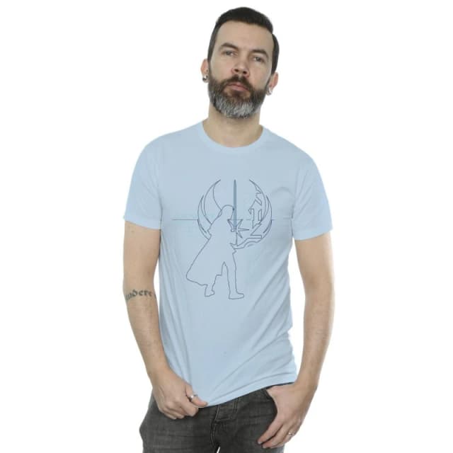 Star Wars Star Wars Men Obi-Wan Kenobi Jedi Master Balance T-Shirt in Baby Blue Size: Small Baby Blue S Male 5059934427952