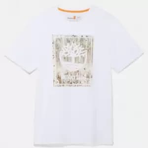 Timberland Winter Graphic T-Shirt For Men In White, Size L