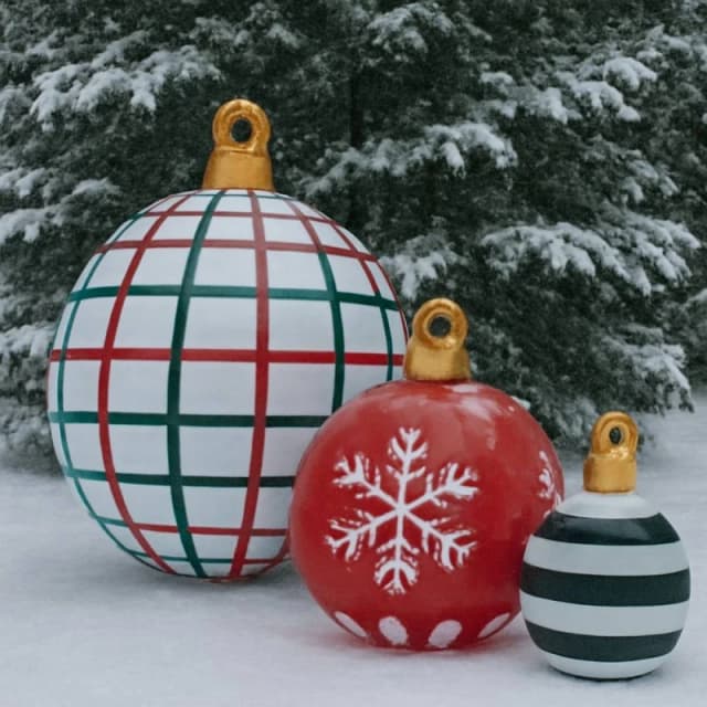 Lighting Collection Outdoor Inflatable Christmas Baubles - 3pc Set in Red Red Unisex