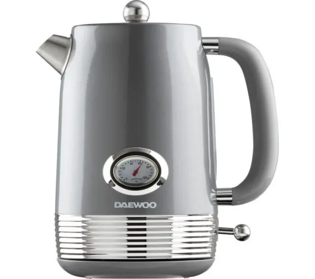 Daewoo Denver Collection SDA2747GE Jug Kettle - Smoked Grey, Silver/Grey 5024996980400