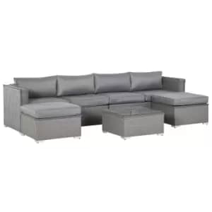 Outsunny 5Pc Pe Rattan Corner Sofa Set Outdoor Conservatory Furniture W/ Cushion