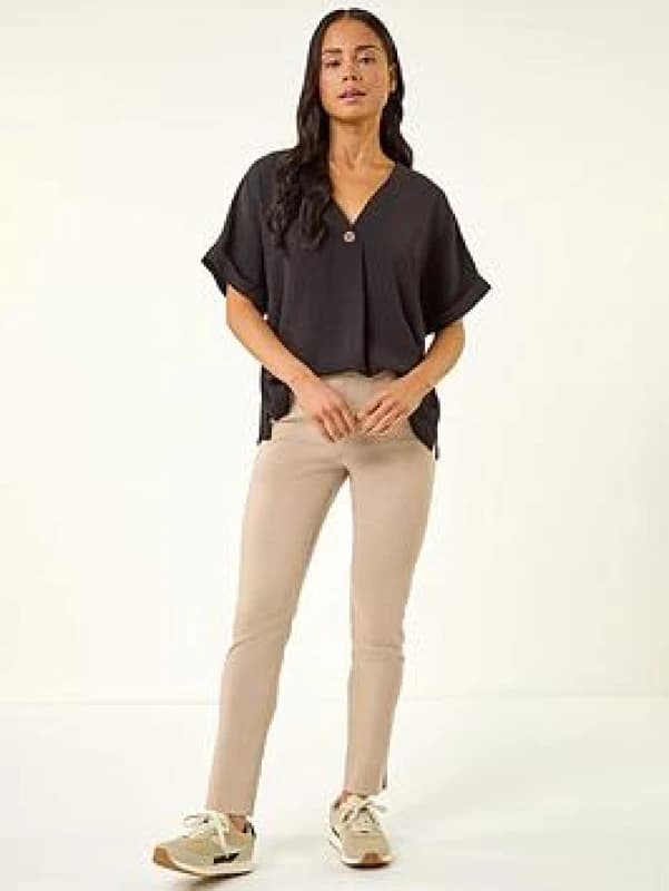 Roman Womens Petite Bengaline Stretch Trouser in Stone Size: 16 Stone Female 16