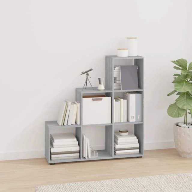vidaXL Staircase Bookcase Grey Sonoma 107cm Engineered Wood, Grey 342607