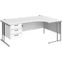 Dams International Right Hand Ergonomic Desk MC18ERP3SWH 1,800 x 1,200 x 725 x 800 - 990 mm