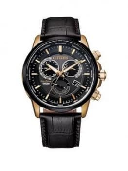Citizen Eco Drive Calibre Leather Brown Strap Black Dial Watch