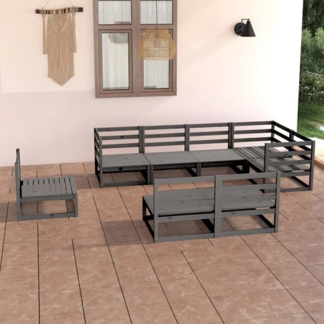 VIDAXL 8 Piece Garden Lounge Set Grey Solid Pinewood Vidaxl 8720286467299
