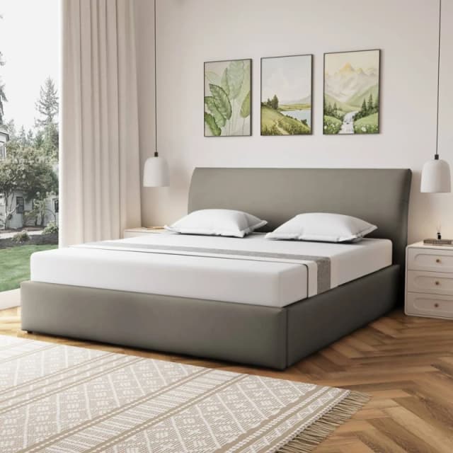 Artemis Home Bethany Fabric 180cm Superking Ottoman Bed Frame with Storage in Light Brown Size: Super King Light Brown Unisex Super King