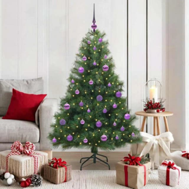 vidaXL Artificial Christmas Tree with 150 LEDs, Lilac Balls Green 150 x 94cm PE and PVC, Green 3397776