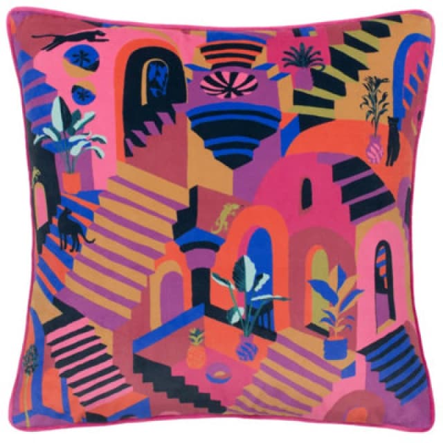 Furn furn. Eivissa Embroidered Velvet Polyester Filled Cushion Size: 43cm x 43cm Multi 43cm x 43cm Unisex 5025532805584