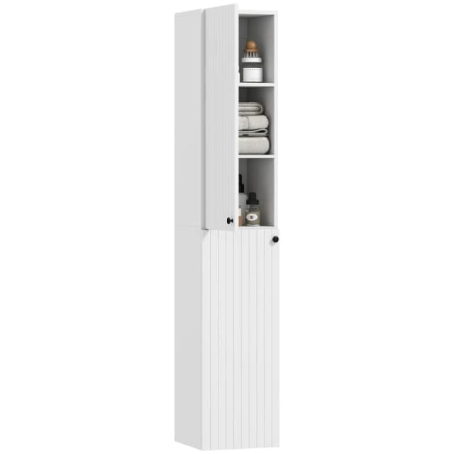 HOMCOM HOMCOM Wall Mounted Slim Bathroom Storage Cabinet with 6-Tier Shelf White White One Size Unisex 5063603235618