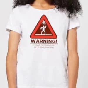 Warning Dad Dancing Womens T-Shirt - White - 3XL