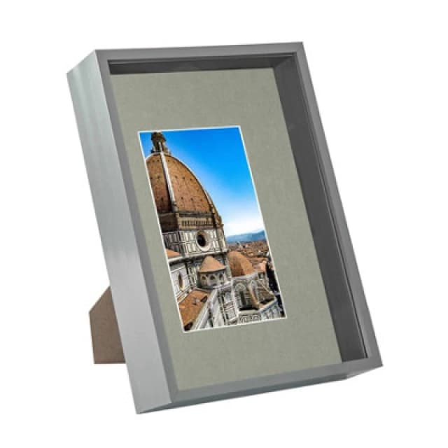 Nicola Spring A4 (8 X 12") Deep Photo Frame - Grey/grey Mount - 3D Deep Box Picture Frame Display Case (31 X 22Cm)