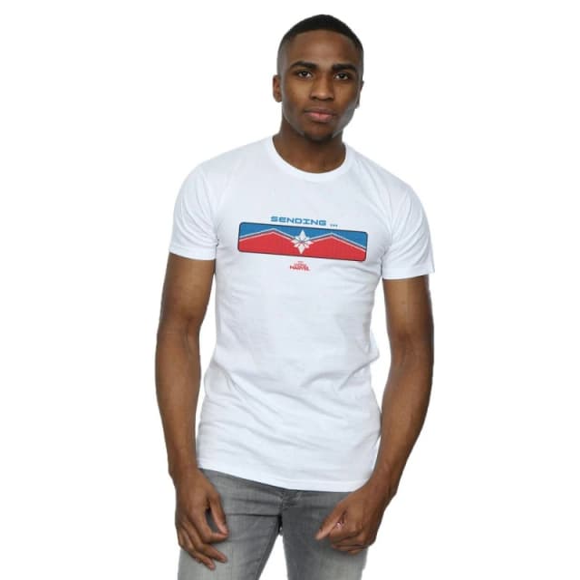 Marvel Marvel Men Captain Sending T-Shirt in White Size: Small White S Male 5059114704156