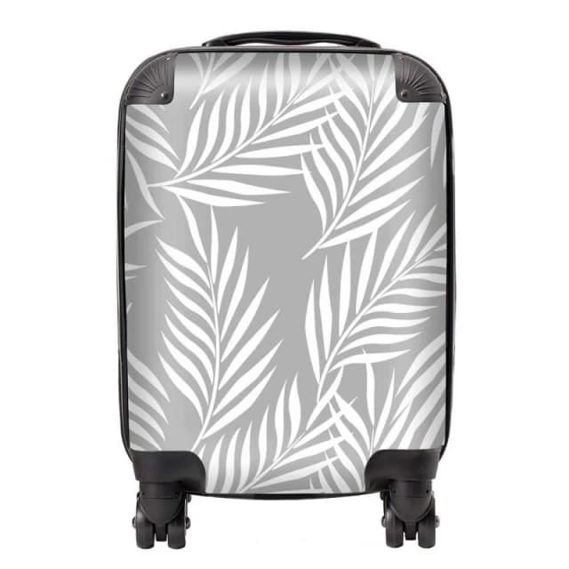 Warren Reed - Designer Palm Tree Leaves Suitcase in Grey Size: Large Grey Unisex Large