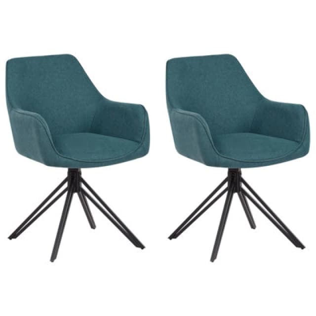 Beliani Set Of 2 Dining Chairs Swivel Jodar Teal