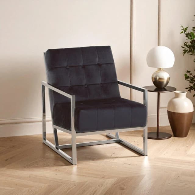 Interiors by Premier Hana Black Velvet Chair Black unisex One Size