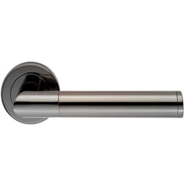 Loops PAIR Sectional Round Bar Handle on Round Rose Concealed Fix Black Nickel Metallics