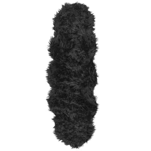 Beliani Faux Fur Rug Mamungari Black 60 X 180 Cm