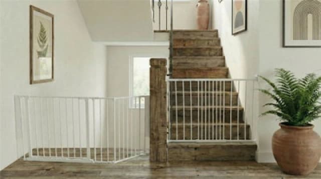 Safetots Solution For Up And Down Staircases, White, Multi Panels, Up To 148Cm, And, Screw Fit Gate, 67Cm - 105.5Cm