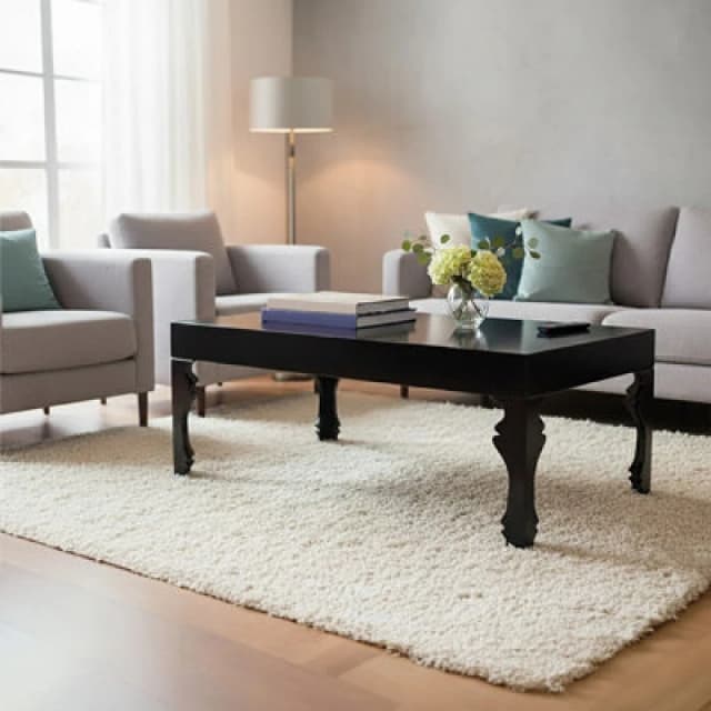 Orsina High Gloss Black Coffee Table, Black Wood Coffee Table, Rectangular Coffee Table, Stylish Coffee Table