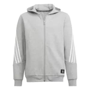adidas Icons 3 Stripe Full Zip Hoodie Junior Boys - Grey