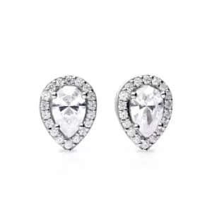 Diamonfire Silver Zirconia Teardrop Halo Earrings