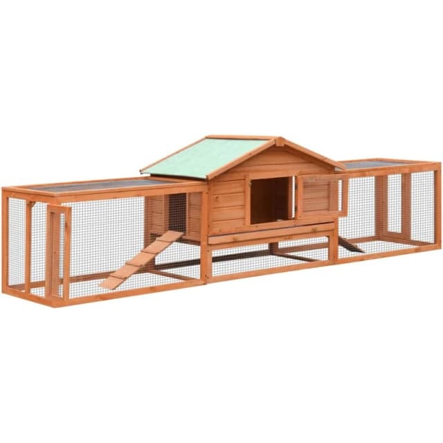 vidaXL Solid Pine & Fir Wood Rabbit Hutch Pet Cage Outdoor Wooden Rabbit House