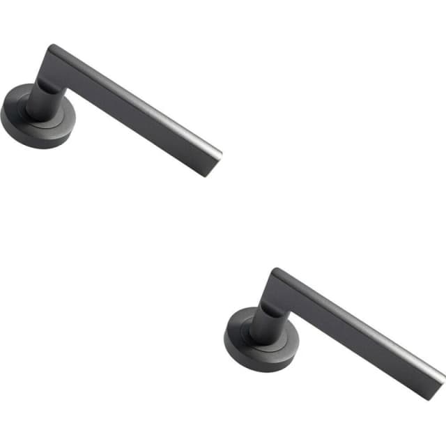 Loops 2x PAIR Straight Plinth Mounted Handle on Round Rose Concealed Fix Matt Bronze Multi