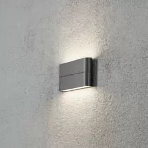 Konstsmide Chieri Outdoor Modern Up Down Wall Lamp, Dark Grey, High Power LED, 2x 6W, IP54