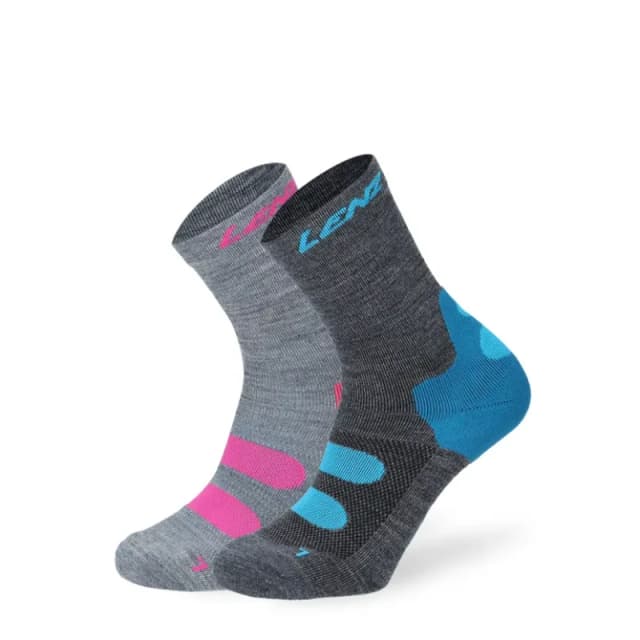 Lenz Outdoor 1.0 Socks - Pack of 2, grey-pink-blue, Size 35 - 38 for Men
