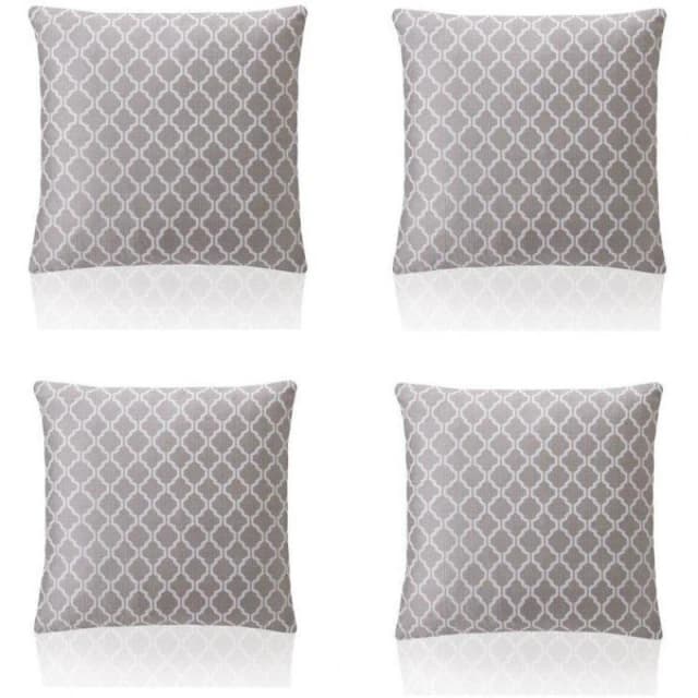 Alan Symonds Two Tone Geometric Jacquard Cushion Set of 4 Latte unisex 45x45cm