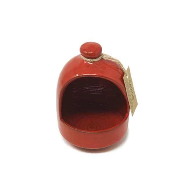 Verano Spanish Ceramics Selena Glazed Hand Dipped Solid Colour Kitchen Dining Salt Pig Red (D) 11Cm