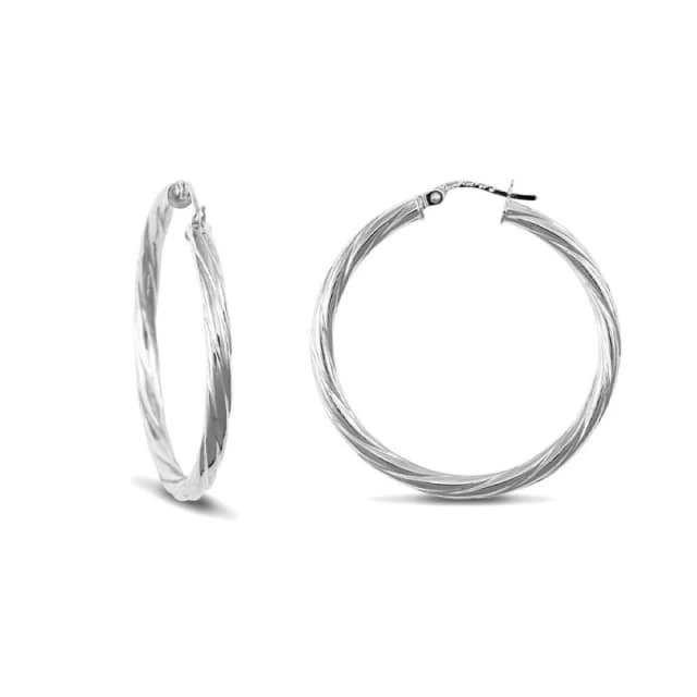 Jewelco London Sterling Silver Twist Hoop Earrings - 3mm - 3.5cm - AER001E Silver female