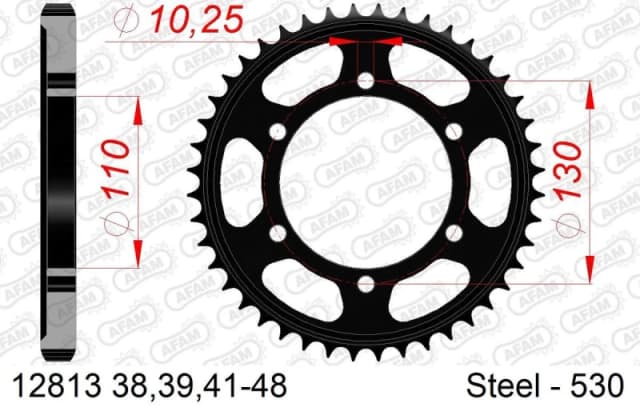 AFAM Steel Standard Rear Sprocket 12813 - 530
