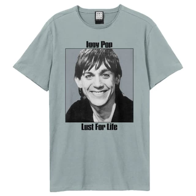 Amplified Amplified Men Lust For Life Iggy Pop T-Shirt in Pale Blue Size: X-Small Pale Blue XS Male 5063574975711