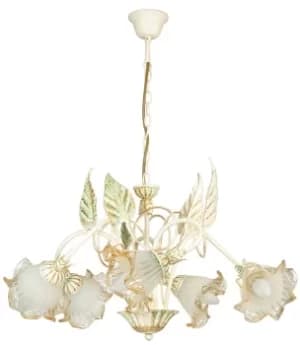 PRIMAVERA 5 Light Multi Arm Pendant Ceiling Light Ivory 62x40cm