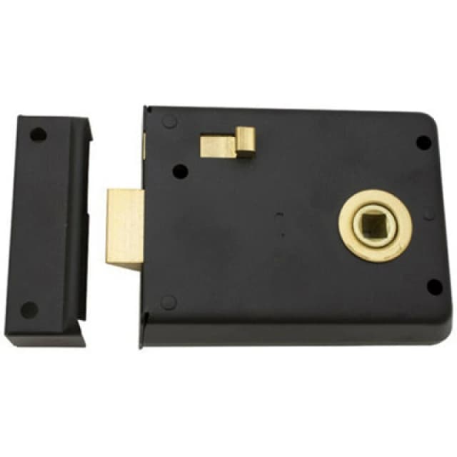 Loops Traditional Contract Rim Latch 102 x 76mm Black Japanned Door Security Lock Black unisex