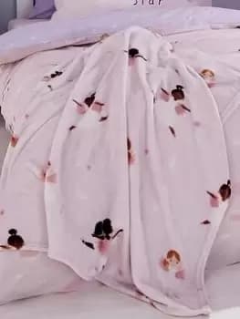 Catherine Lansfield Dancing Fairies Soft Cosy Fleece Throw Pink
