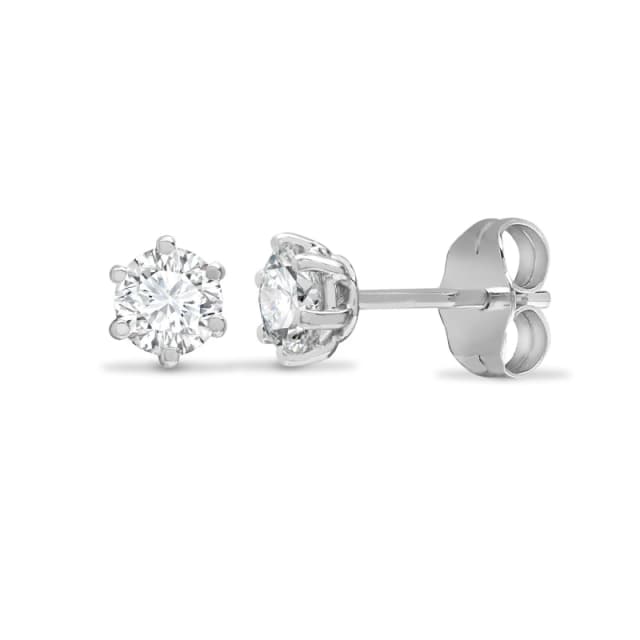 Jewelco London 18ct White Gold 0.2ct Diamond Solitaire Stud Earrings - 18E360-020 Silver female