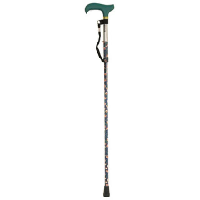 Loops Deluxe Ambidextrous Foldable Walking Cane - 5 Height Settings - Emerald Floral Multi
