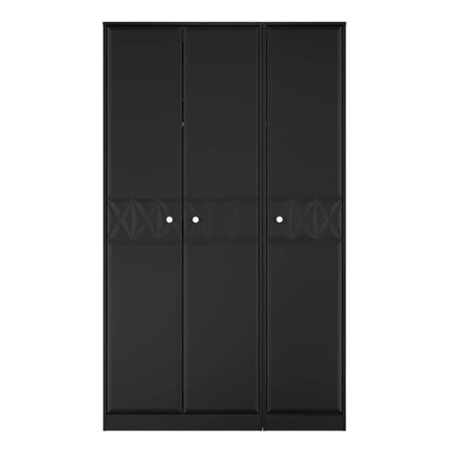 San Jose Ready Assembled Contemporary Matt Black Tall Triple Wardrobe (H)1960mm (W)1108mm (D)530mm