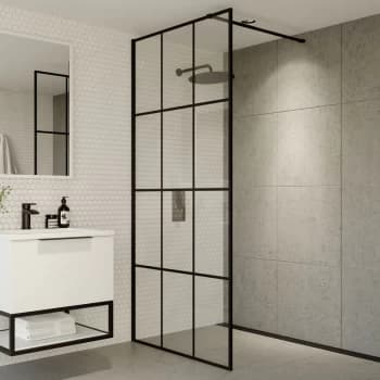 S8 Grid Wet Room Glass Panel 900mm Wide - 8mm Glass - Orbit
