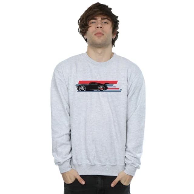Disney Men Cars Jackson Storm Stripes Sweatshirt in Grey Size: Small Grey S Male 5057245943758