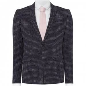 Label Lab Doc Skinny Fit Polka Dot Blazer - Navy